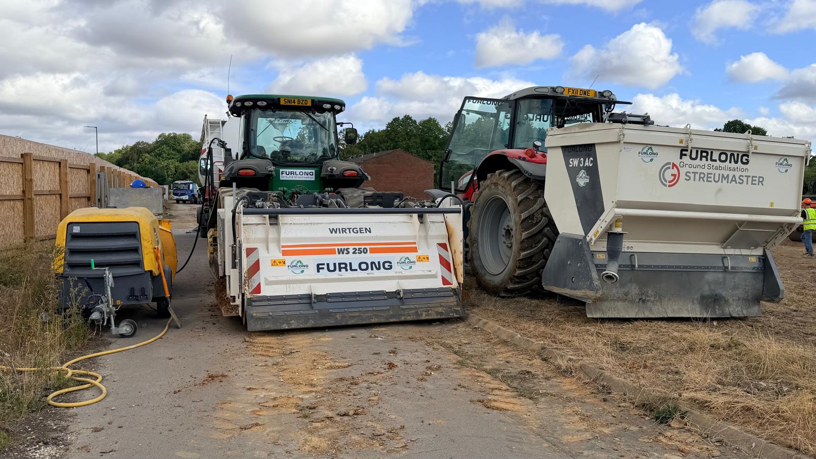 Wirtgen mixer and binder spreader on a ground stabilisation site